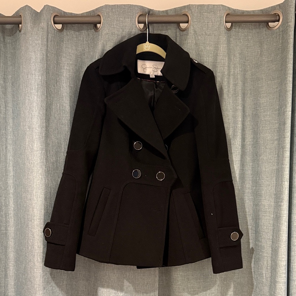 Jessica Simpson Black Double-Breasted Coat